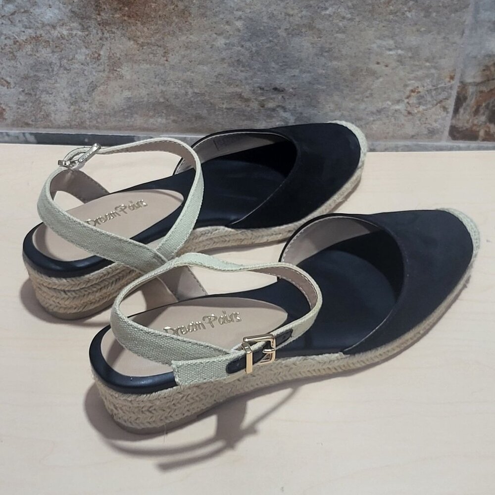 Dream Paris Black 6.5 Espadrille Sandal Strap Buckle Close Toe - Picture 9 of 10
